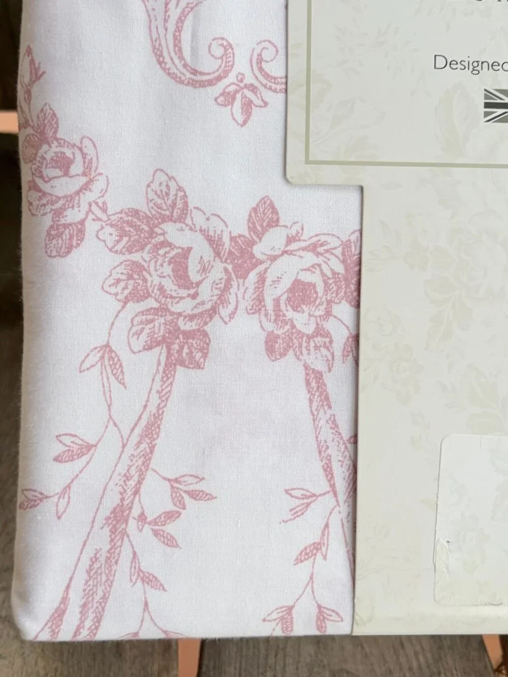 3-pc Cabbages & Roses London King Size Cotton Duvet Set FLORAL TOILE - ROSE
